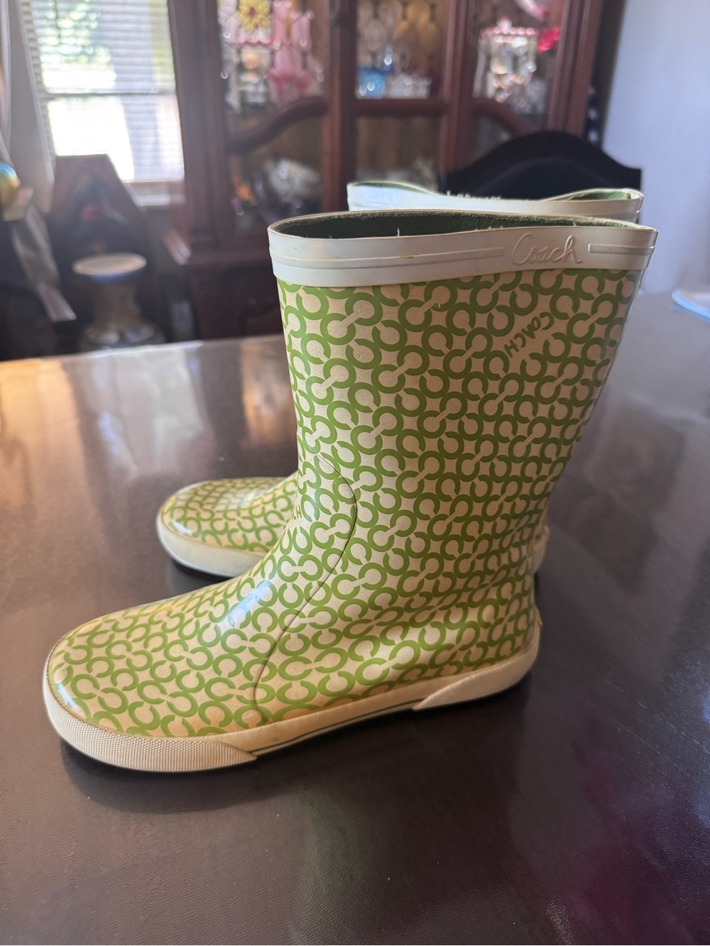 Coach Kids Lime Signature Print Rain Boots size 7B